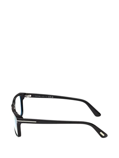Tom Ford T-logo Rectangle-frame Glasses In Black