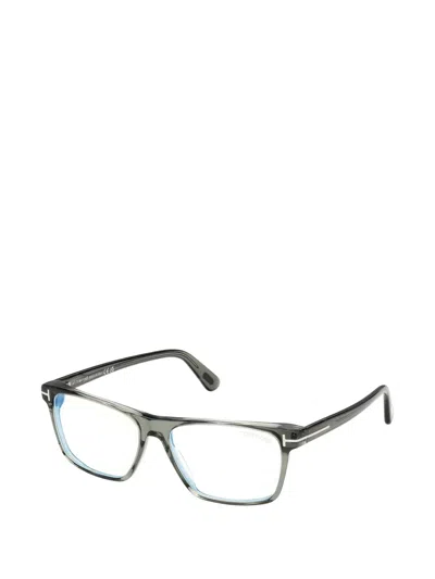 Tom Ford T-logo Rectangle-frame Glasses In Brown