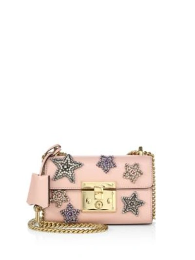 Shop Gucci Padlock Star-embroidered Leather Chain Shoulder Bag In Pink