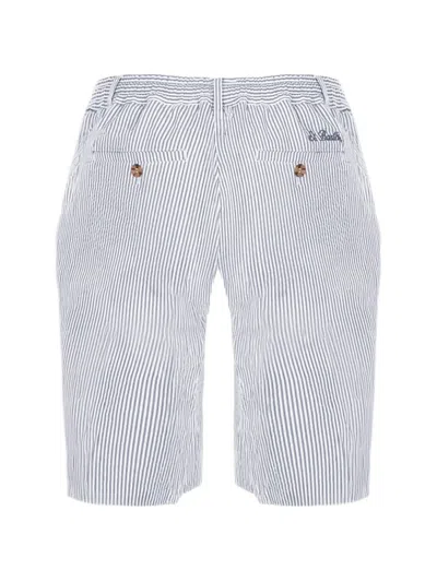 Mc2 Saint Barth Striped Drawstring Shorts In Blue