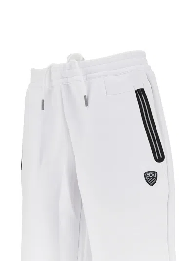 Ea7 Logo-patch Drawstring Shorts In White