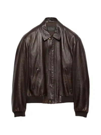 Prada Nappa Leather Bomber Jacket In Multi