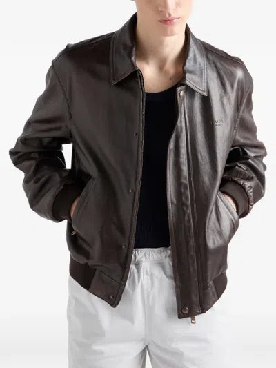 Prada Nappa Leather Bomber Jacket In Multi
