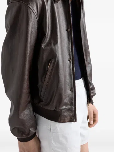 Prada Nappa Leather Bomber Jacket In Multi