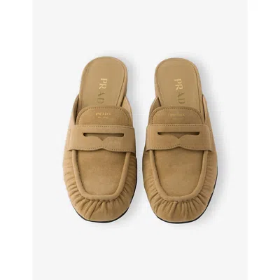 Prada Suede Mules In Black
