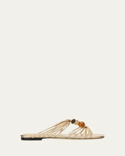 Jimmy Choo Lova Bead-embellished Sandals In Gold