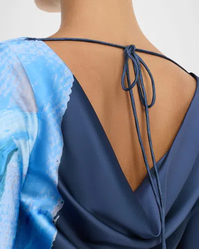 Significant Other Alis Long-sleeve Satin Mini Dress In Blue