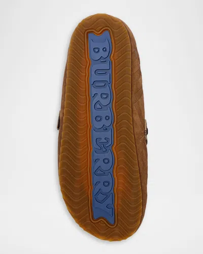 Burberry Check-pattern Buckle-fastening Slippers In Brown
