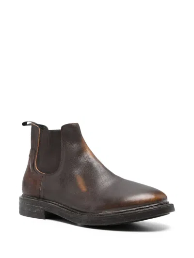Moma Elastic-panel Leather Boots In Brown
