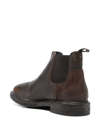 Moma Elastic-panel Leather Boots In Brown
