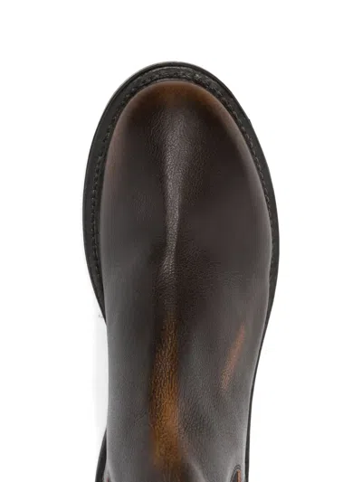 Moma Elastic-panel Leather Boots In Brown