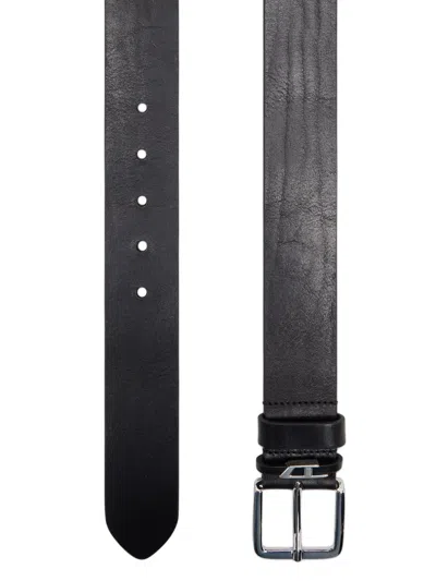 Diesel B-d Loop Leather Belt In Black