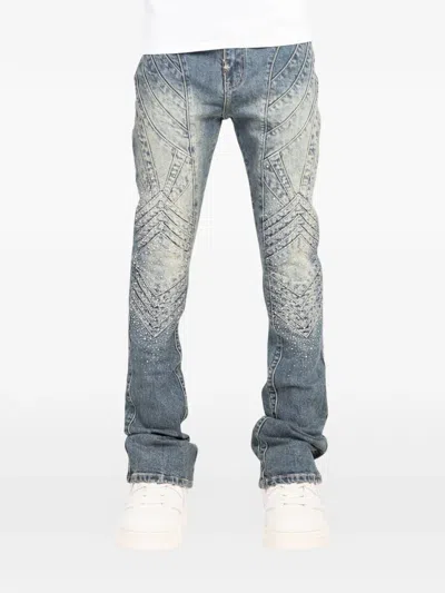 Guapi Knight Crystal-embellished Paneled Jeans In Blue