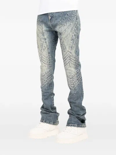 Guapi Knight Crystal-embellished Paneled Jeans In Blue