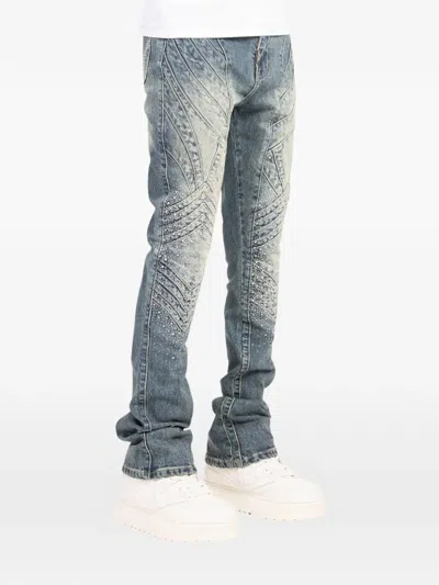 Guapi Knight Crystal-embellished Paneled Jeans In Blue