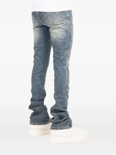 Guapi Knight Crystal-embellished Paneled Jeans In Blue