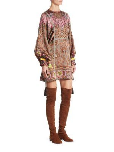 Shop Etro Printed Silk Tunic In Mocca-multi