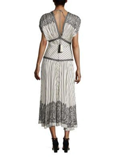 Shop Etro Printed V-neck Silk Dress In Black-white