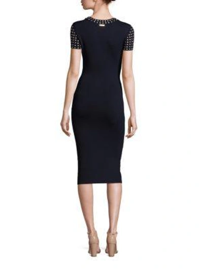 Shop Michael Michael Kors Dome Studded Dress In Navy