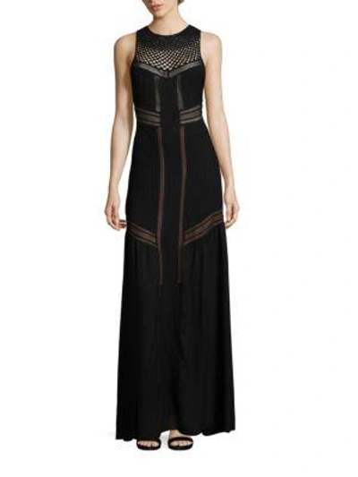 Shop A.l.c Isbert Sheer-inset Silk Maxi Dress In Black