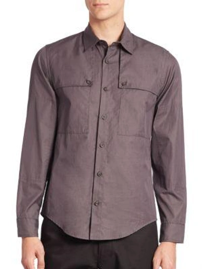 Shop Cadet Solid Buttoned Barrel Cuffs Shirt In Charcoal