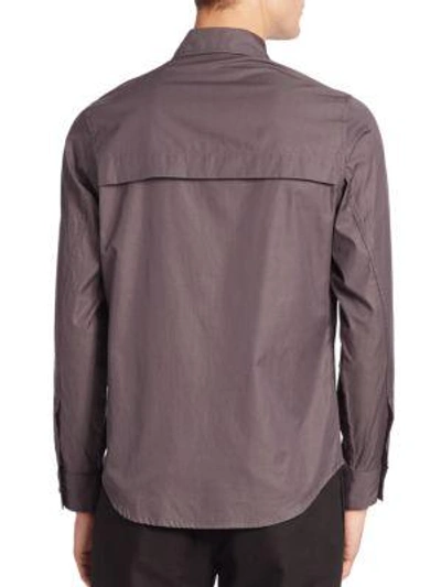 Shop Cadet Solid Buttoned Barrel Cuffs Shirt In Charcoal