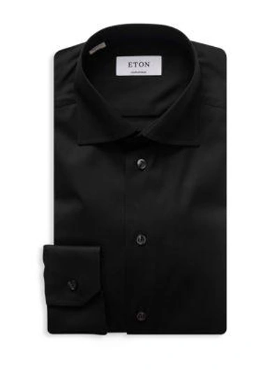 Shop Eton Contemporary-fit Twill Dress Shirt In Black