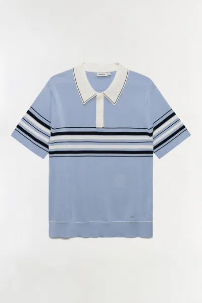 Simkhai Mens Periwinkle Sky Multi Brandon Popver Cotton Polo Shirt Xxl In Blue