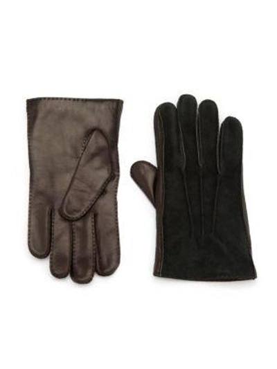 Shop Portolano Cashmere-lined Leather Gloves In Black Chinchilla