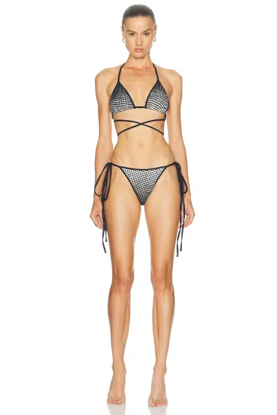 Christopher John Rogers Halftone Wiggle Dot String Bikini Bottom In Multi