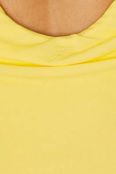 Jacquemus Yellow Dress With Straight Neckline And Gathered Waist In Tech Fabric Woman