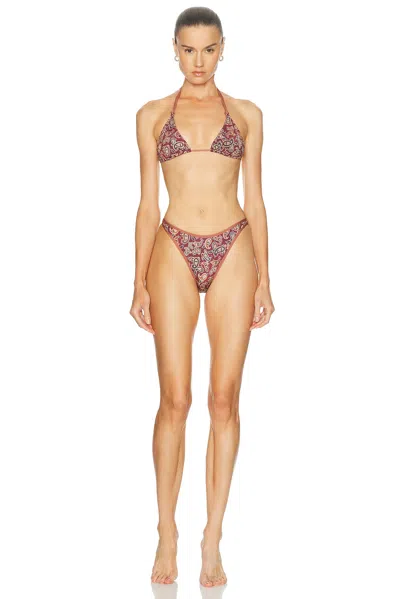 Heavy Manners Double String Bikini Top In Brown