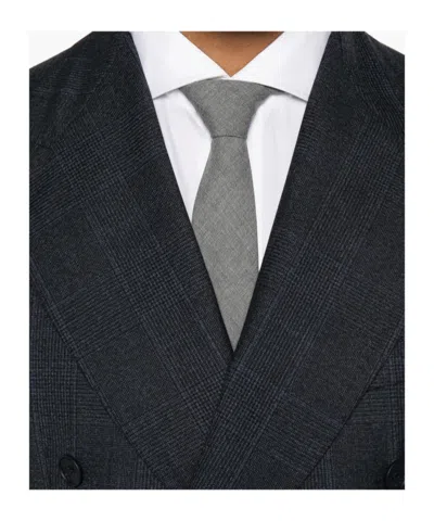 Tagliatore Double-breasted Check Suit In Blue