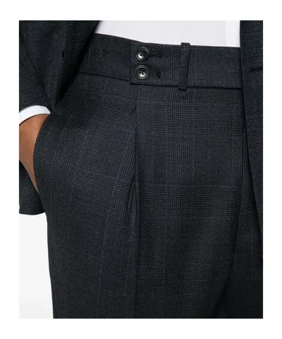 Tagliatore Double-breasted Check Suit In Blue