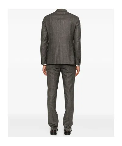 Tagliatore Check-pattern Wool Suit In Gray
