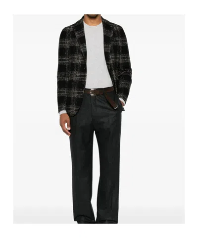 Tagliatore Check-pattern Single-breasted Blazer In Black