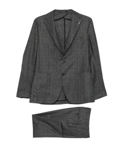 Tagliatore Check-pattern Single-breasted Suit In Gray