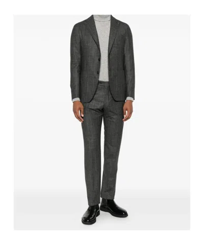 Tagliatore Check-pattern Single-breasted Suit In Gray