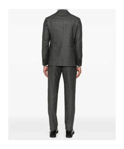 Tagliatore Check-pattern Single-breasted Suit In Gray