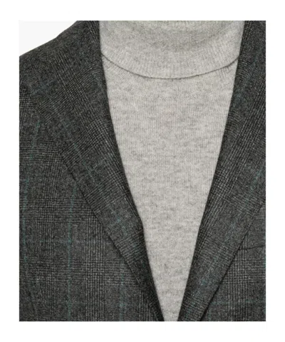 Tagliatore Check-pattern Single-breasted Suit In Gray