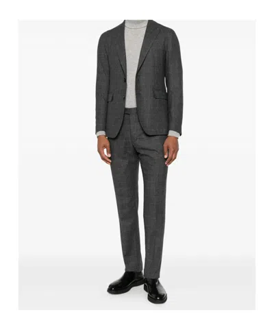 Tagliatore Check-pattern Single-breasted Suit In Gray