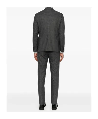 Tagliatore Check-pattern Single-breasted Suit In Gray