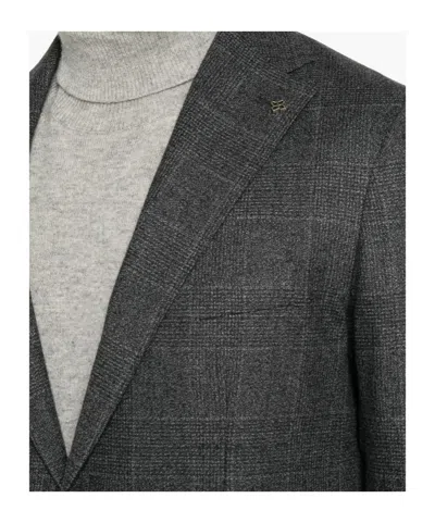 Tagliatore Check-pattern Single-breasted Suit In Gray