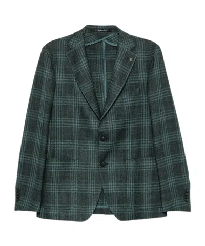 Tagliatore Check-pattern Notched-lapels Blazer In Gray