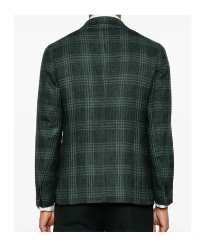Tagliatore Check-pattern Notched-lapels Blazer In Gray