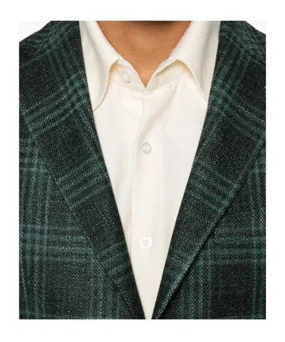 Tagliatore Check-pattern Notched-lapels Blazer In Gray