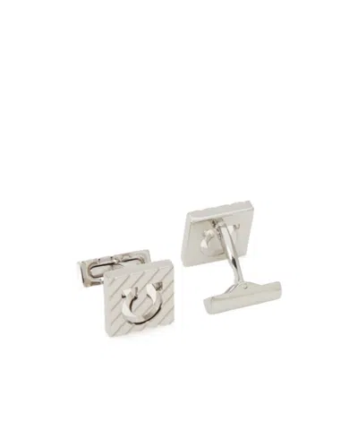 Ferragamo Gancini Square Cufflinks In Silver