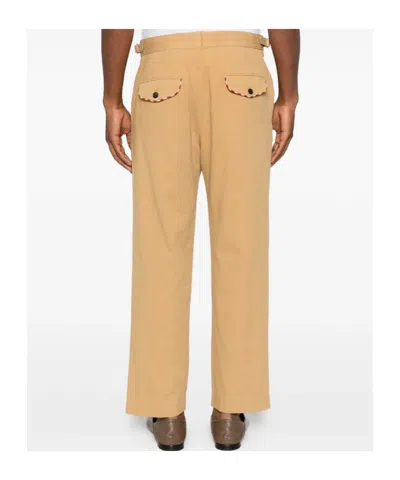 Bode Feather Runner Embroidered Casual Pants In Brown