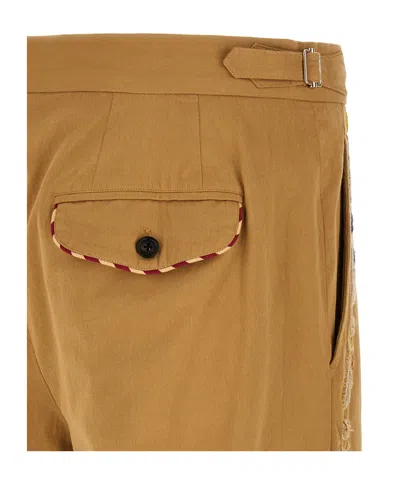 Bode Feather Runner Embroidered Casual Pants In Brown