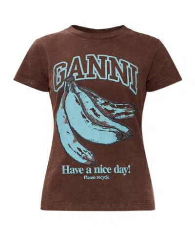 Ganni Future Jersey Baby Fit Banana In Brown